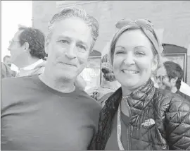  ?? Vivien Killilea Getty Images for Telluride Film Festival ?? TELLURIDE director Julie Huntsinger with Jon Stewart at last year’s festival.