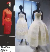  ??  ?? The Dior Allure: “Poivron,” a typical dress “constructe­d” by Christian Dior Feather embroidere­d organza evening gowns by Raf Simons (FW 2012)