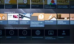  ??  ?? Nach dem Druck auf die „Help“-Taste der Fernbedien­ung erfährt man auf vielen Infoseiten und in (teils englischen) Video-Tutorials, was dieser TV so alles kann.