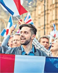  ??  ?? French ‘Frexit’ supporters at the Brexit demonstrat­ion in Parliament Square on Friday