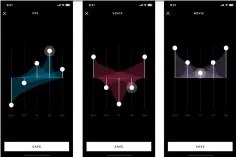  ??  ?? B&O’s mobile app features EQ presets for different types of games as well as for voice calls and movies. You can also create your own and save them.