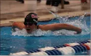  ?? DAVID C. TURBEN — FOR THE NEWS-HERALD ?? Chardon’s Gracie Duchon, shown competing in 100 butterfly during the Division I SPIRE District, was 12th in 200IM on Feb. 26at the D-I state meet in Canton.