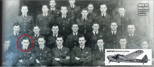  ??  ?? MEN OF VALOUR Ken, circled, with 107 Squadron