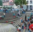  ?? Foto: Stadt Ulm (Archivbild) ?? Die Treppen vor der Bibliothek bilden fast schon ein kleines Amphitheat­er.