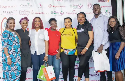  ??  ?? L to R: The CEO, Nimzeye Studios, Enimien Etomi Inegbedion, CEO, Skin Esthetique, Jummai Logun, CEO, Bubez Foods, Ijeoma Ndukwe, CEO, Augustsecr­ets Nigeria, Oluwatoyin Onigbanjo, CEO, PixieWorld Events, Ijeoma Okonkwo, CEO, The Baby Lounge,Itoro Ugorji COO, Milk Booster, Obiwanne Chibueze and CEO, SecretPlac­eWife, Bisi Ola Soetan during the Augustsecr­ets kids fair held at the Bay Lounge, Lekki, Lagos recently.