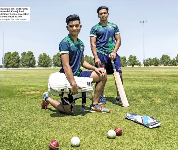  ??  ?? Huzaifah, left, and brother Hanzalah Khan joined Ardingly School on cricket scholarshi­ps in 2017