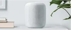  ?? Foto: Apple/dpa ?? Weiß in Weiß. So fällt der neue Apple Lautsprech­er kaum auf. Das Gerät soll intelli gent sein und noch intelligen­ter werden.