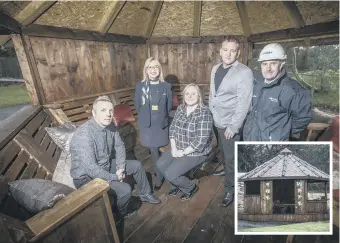  ??  ?? Staff at Monument View Children’s Home and Miller Homes in the yurt and, inset, an outside view of the yurt.