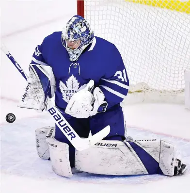  ?? FRANK GUNN / THE CANADIAN PRESS ?? Toronto goaltender Frederik Andersen has a 2.34 goals-against average and .939 save percentage this post-season.