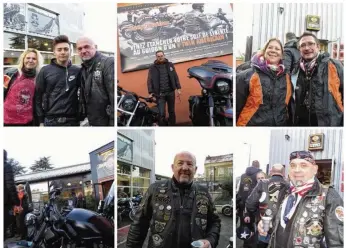  ??  ?? Pierre Marchal, le boss de la concession Harley-davidson & Buell (Harley-district 78) entouré des bikers, Sergine, Henri, Barbara et Thomas, Alain et Christian.