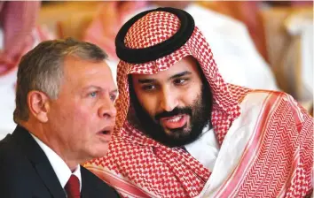  ?? AFP ?? Jordan’s King Abdullah and Saudi Crown Prince Mohammad Bin Salman at the Future Investment Initiative conference in the Saudi capital of Riyadh yesterday.