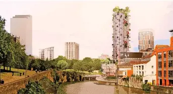 ?? ?? An artist’s impression of the tower block proposed for Castle Park in Bristol city centre, with the plans now said to be for 33 storeys