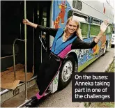  ?? ?? On the buses: Anneka taking part in one of the challenges