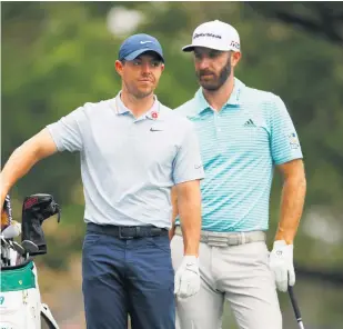  ??  ?? Different thinking: Rory Mcilroy and Dustin Johnson