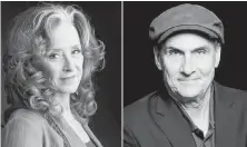  ??  ?? Bonnie Raitt and James Taylor first played a concert together in 1970.