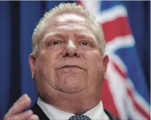  ?? LIAM RICHARDS
THE CANADIAN PRESS ?? Doug Ford notes that Health Canada has only approved one device to do roadside tests for cannabis and it may not be accurate in the cold.