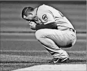  ?? NUCCIO DINUZZO/CHICAGO TRIBUNE ?? The Cubs’ Anthony Rizzo reacts after striking out to end the sixth inning in Game 2 of the NLCS against the Mets.