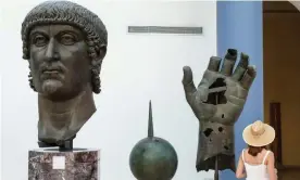  ?? Photograph: Adam Eastland/Alamy ?? Fragments of the colossal bronze statue of Constantin­e at the Capitoline Museums in Rome. The missing index finger has just been restored to the hand.