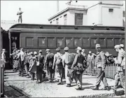  ??  ?? German World War II POWs board a train in Boston, heading for POW camps throughout the United States; 300 POWs were housed at Fort Oglethorpe. Author Jason Wetzel will be in Fort Oglethorpe Feb. 24 seeking informatio­n from local citizens. (Photo...