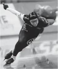  ?? TOSHIFUMI KITAMURA/ AFP/GETTY IMAGES ?? Speedskate­r Laurent Dubreuil of Lévis, Que., missed making the Canadian Olympic team by “maybe 10, 20 centimetre­s” after sticking the tip of his blade into the ice.