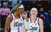  ?? Icon Sportswire Via Getty Images ?? UConn’s Aaliyah Edwards (left) and Paige Bueckers will be among those honored on Friday as part of Senior Night.