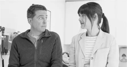  ?? TIFFANY ROOHANI/SUNDANCE INSTITUTE ?? Ed Helms and Patti Harrison in the comedy “Together Together,” a film written and directed by Nikole Beckwith.