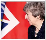  ?? AP/FRANCISCO SECO ?? British Prime Minister Theresa May arrives for a meeting Thursday with European Parliament President Antonio Tajani at European Union headquarte­rs in Brussels.