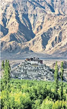  ?? ?? 4
4. MOUNTAINS Thiksey Monastery near Leh, Ladakh, India. “There is a benevolent aspect to these imposing natural monuments, evoking the stillness and solitude which religious practition­ers seek, witnessed by the temples erected along their stark facades.”