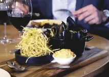  ??  ?? Moules marinières with shoestring fries at The Crafers Hotel (left); Healesvill­e Hotel