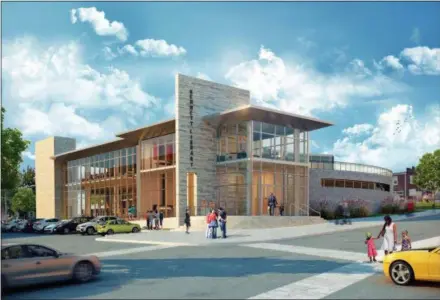  ?? SUBMITTED PHOTO ?? An artist’s rendering of the proposed Kennett Square Library, looking west from State Street.