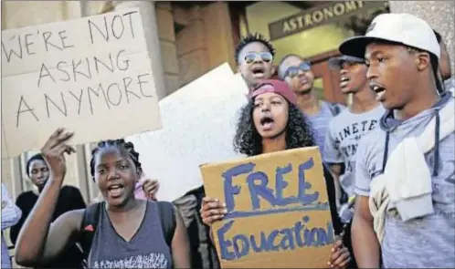  ?? PICTURE: REUTERS ?? The #Fees Must Fall movement is an example of a claim to the right to the city by students.