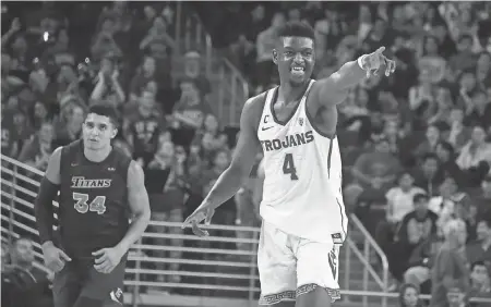  ?? RICHARD MACKSON/USA TODAY SPORTS ?? Southern California’s Chimezie Metu had 18 points and 10 rebounds in the Trojans’ opener.