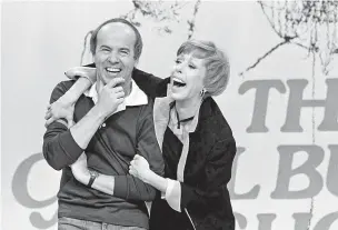  ?? GEORGE BRICH/ASSOCIATED PRESS FILE PHOTO ?? Carol Burnett laughs with Tim Conway while taping of the final episode of her comedy-variety show in 1978.