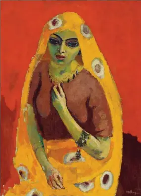  ?? (KOLLER AUCTIONS) ?? Kees Van Dongen, «Rouge et jaune (L’Egyptienne)», huile sur toile, 100 x 73 cm, 1910-1911. Estimée entre 1 et 2 millions de francs, la toile est la pièce maîtresse des ventes de juin de la maison Koller Auctions.