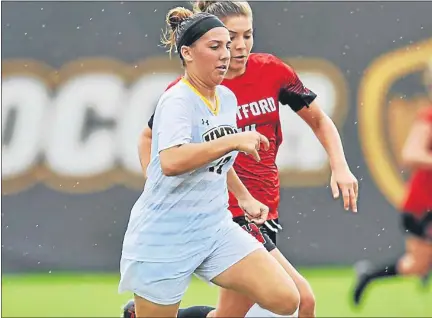  ?? GAIL BURTON/FOR MEDIANEWS GROUP ?? Pennridge graduate Erin Stevenson has returned to the Rams in a coaching capacity while waiting for her senior season to take place at UMBC.