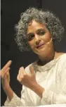  ?? — SONDEEP SHANKAR ?? Arundhati Roy speaks about her new book The Ministry of Utmost Happiness on the first day of Penguin Fever 2017, a 6-day litfest, at India Habitat Centre in New Delhi Thursday.