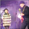  ??  ?? Layla and grandfathe­r Colin performing at the Christmas lights switch-on in Herne Bay
