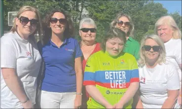  ?? ?? SOAKING UP THE SUN - Volunteers Amanda Conran, Noreen Pigott, Carmel Roche, Danielle Landers, Ann Nolan, Cora Landers and Catherine O’Keeffe, pictured at the food-stop in Foynes.