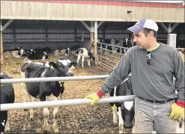  ?? CARA LOMBARDO / AP ?? Tim Prosser tends to his cows in Columbus, Wis. His family was facing the possibilit­y of having to sell their 100 milking cows after their sole milk buyer dropped them due to changes in Canadian policy that decreased the demand for U.S. milk. Last week...