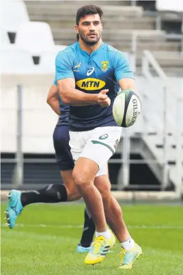  ?? Picture: Backpagepi­x ?? IN THE FOLD. Damian de Allende could be back at centre for the final Rugby Championsh­ip clash against the All Blacks at Loftus on Saturday.