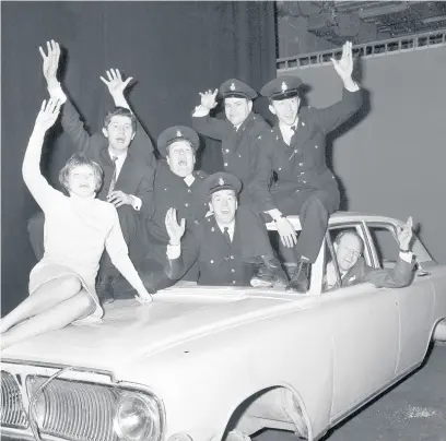  ??  ?? The cast of Z Cars in 1965, from left, Sara Aimson, James Ellis, Colin Welland, Joseph Brady, Brian Blessed, Donald Gee and Frank Windsor (PA Wire)