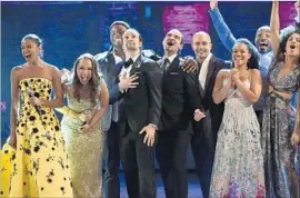  ?? Theo Wargo Getty Images ?? THE CAST of the groundbrea­king hip-hop musical “Hamilton” performs onstage during the Tony Awards ceremony at the Beacon Theatre in New York City.