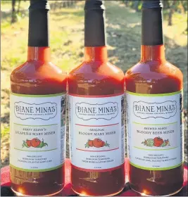  ?? COURTESY OF DIANE MINA ?? Diane Mina’s Bloody Mary mix comes as original and spicy versions aswell as a Michelada mixer.