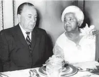  ?? WILLIAM KELLY/CHICAGO TRIBUNE ?? Mayor Richard J. Daley and Joyner, at the United Beauty School Owners and Teachers Union Associatio­n dinner at the Palmer House in on July 25, 1966, in Chicago.