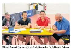  ??  ?? Michel Emond (trésorier), Jérémie Benaitier (président), Fabien Tessier (secrétaire), Sébastien Chopin (responsabl­e des jeunes) ont dressé le bilan de la saison.