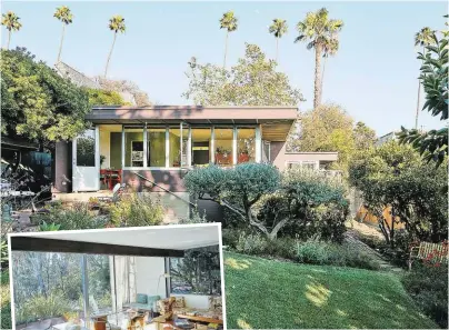  ??  ?? Immer ließ Neutra die Natur ins Haus: McIntosh House, Silver Lake, Los Angeles, 1937 bis 1939 (oben) – Innenansic­ht des Ohara House, Los Angeles 1961 (links).