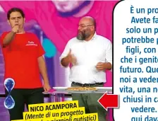  ??  ?? NICO ACAMPORA (Mente di un progetto autistici) che coinvolge pizzaioli È un progetto bellissimo. Avete fatto una cosa che solo un padre o una madre potrebbe pensare per i propri figli, con la preoccupaz­ione che i genitori hanno per il loro futuro....