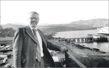  ?? 01_B49twe01 ?? Bob Haddow on the tower he hopes will be rebuilt to mark Arran’s Millennium.