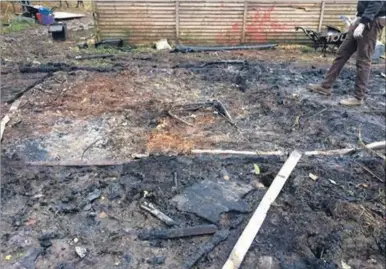  ??  ?? The burnt-down stable block at Pukka Ponies after another arson attack at East Farleigh