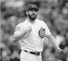  ?? ANTHONY SOUFFLE/TRIBUNE NEWSPAPERS ?? Cubs right-hander Jake Arrieta is 11-1 with a 1.74 ERA this season after going 22-6 with a 1.77 ERA and winning the Cy Young Award in the National League in 2015.